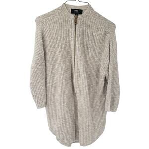 ABS Tan 3/4 Sleeve Full Zip Knit Cardigan Sweater Womens Size Small S